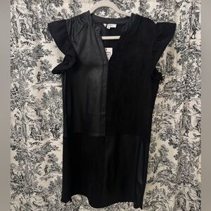 NWT THML Black Leather & Suede Dress